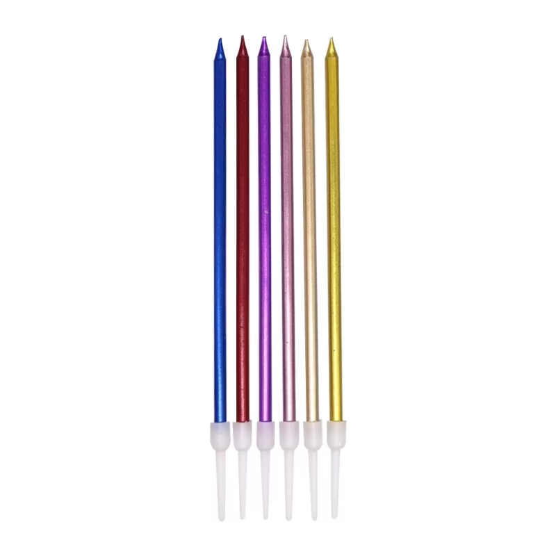 Gold Silver Metallic Long Stick Pencil Birthday Candle