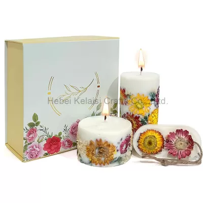 Smokeless Dry Flower Pillar Aromatherapy Candles