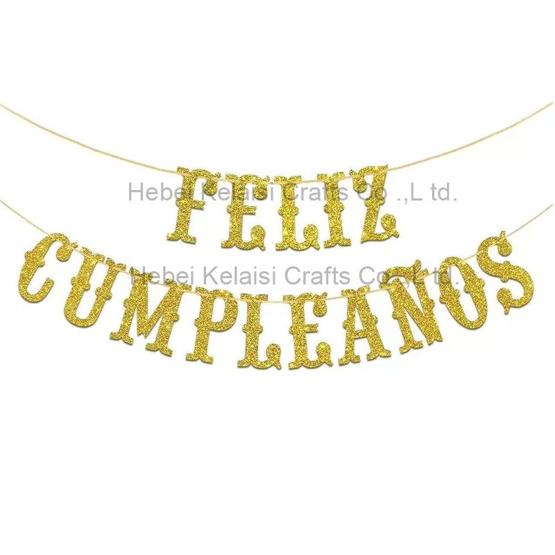 Gold Glitter Feliz Cumpleanos Banner