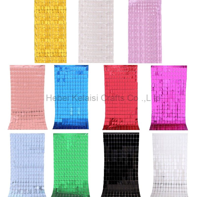 Metallic Square Shape Glossy Tinsel Foil Fringe Curtains